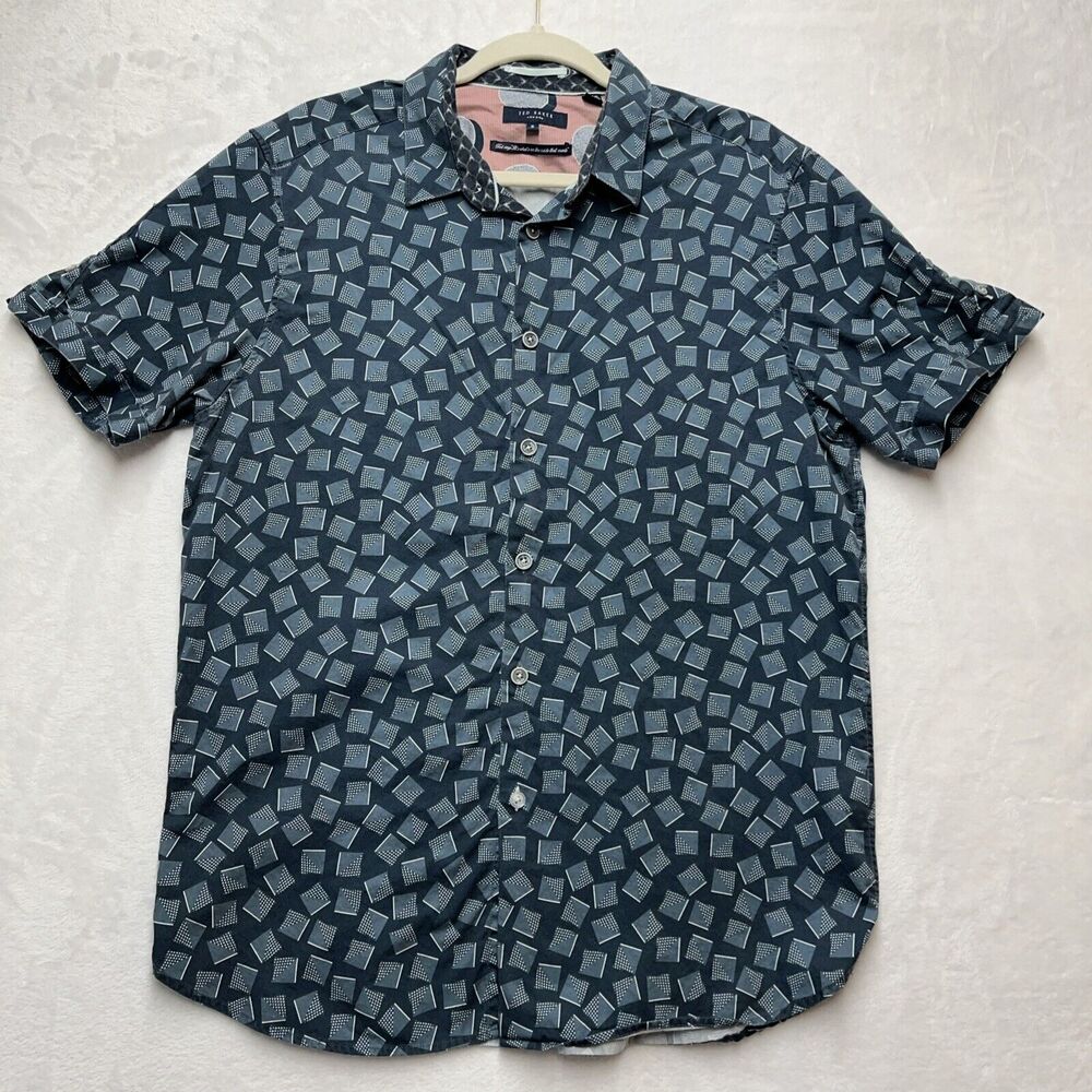 TED BAKER LONDON Shirt Mens XL‎ (5) Short Sleeve Button Down Casual Preppy Dad